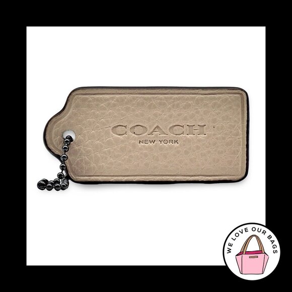 2.25" COACH NEW YORK Beige Pebbled Leather Key Fob Bag Charm Keychain Hang Tag - Picture 1 of 1